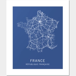 France Road Map Posters and Art